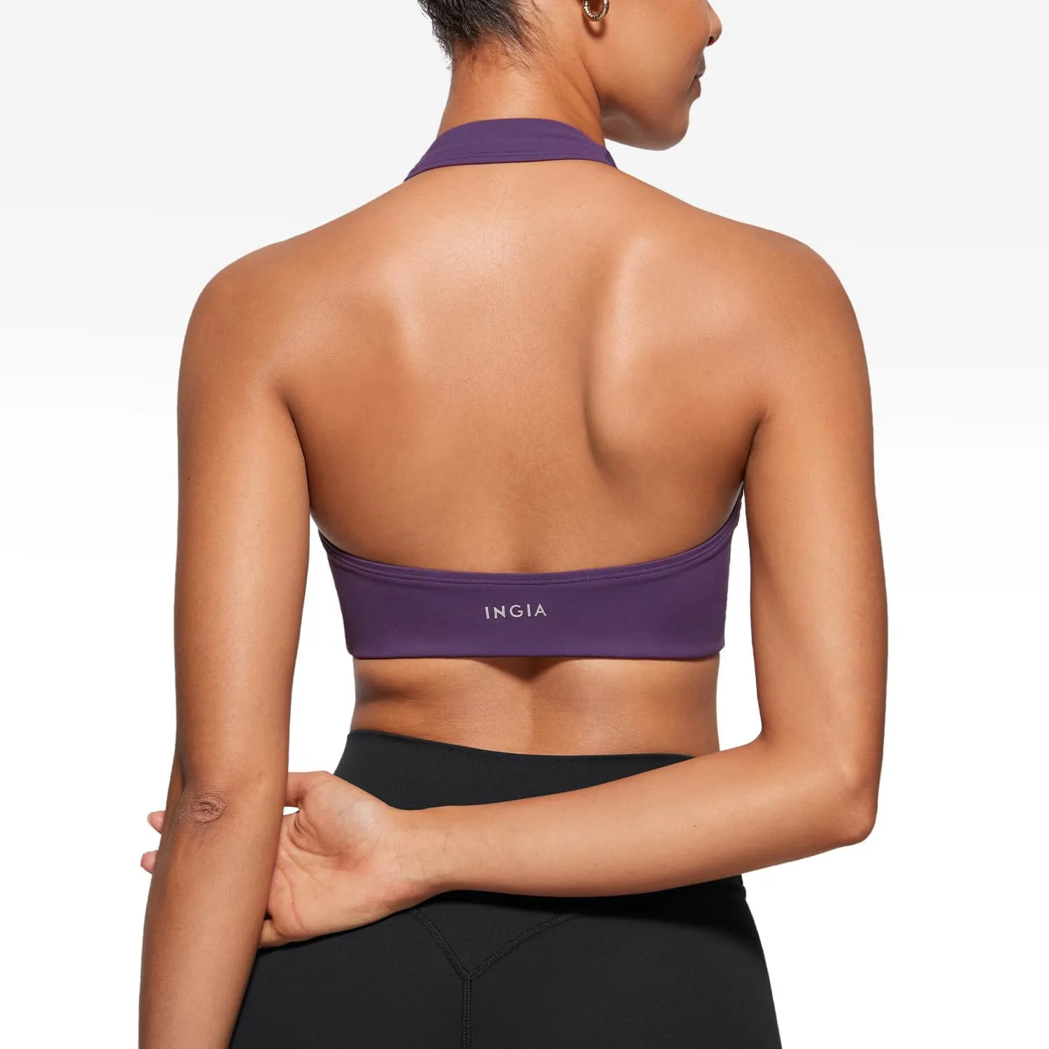 Womens Halter Longline Sports Bra Padded Low Back Yoga Bar Workout Crop Top with Built in Bra