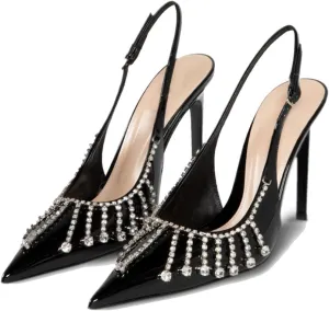 Women's Satin Ballet Slingback High Heels with Bows Closed Square Toe Lace-Up Stiletto Pumps Elegant Mary Jane Shoes for Wedding Party