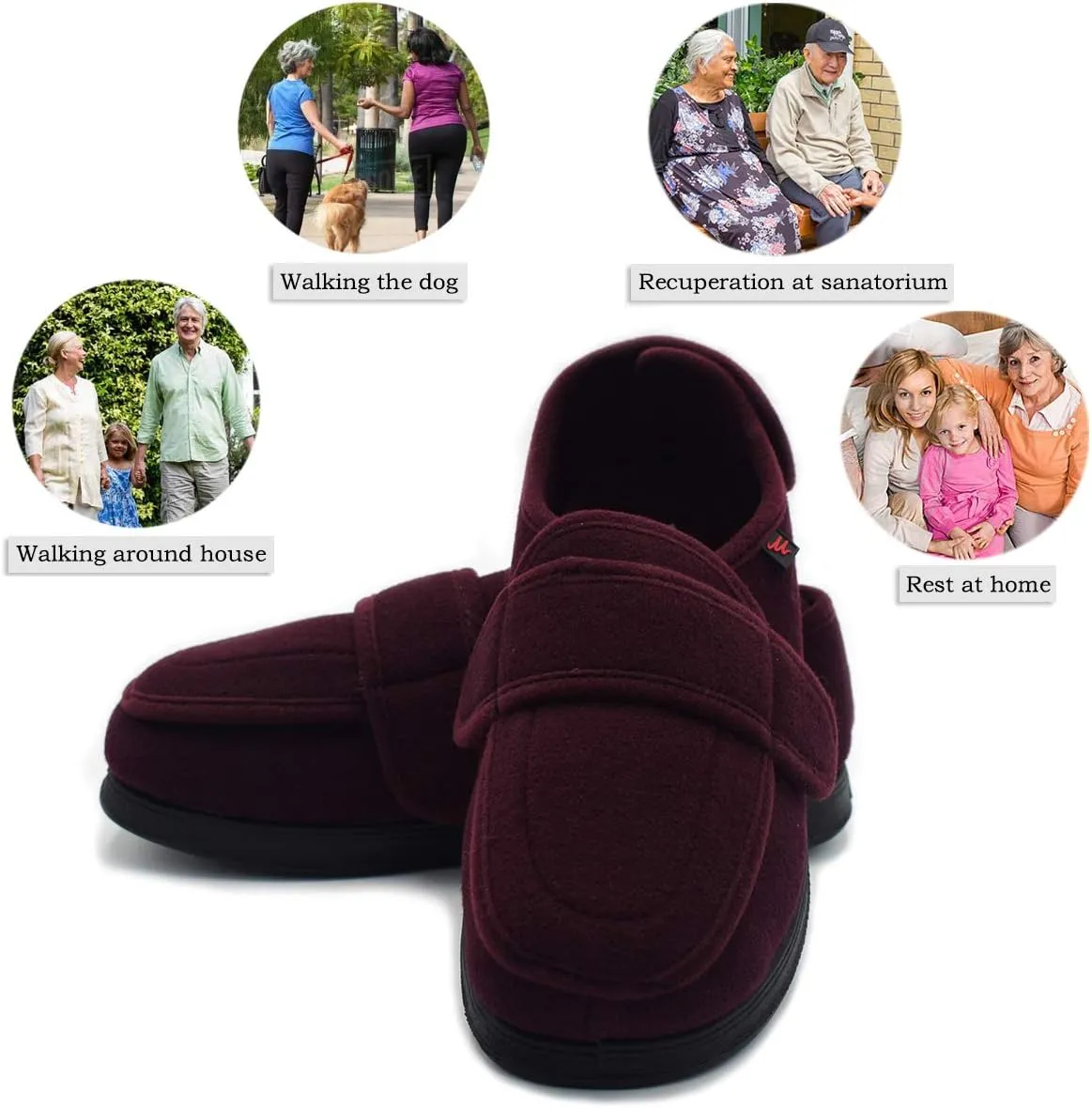 Women’s Wide Width House Shoes with Memory Foam Support Swollen Feet Edema Relief Cozy Outdoor Sole Diabetic House Slippers for Elderly Plantar Fasciitis