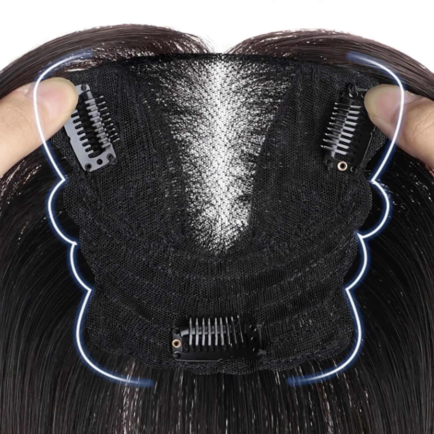 Women's Wig Bangs Wig Piece Full Real Human Hair Patch Fluffy Increase Hair Volume Fluffy Cover Gray Hair Women's Wigs Hair Piece(11-(13-12) 30CM-black)