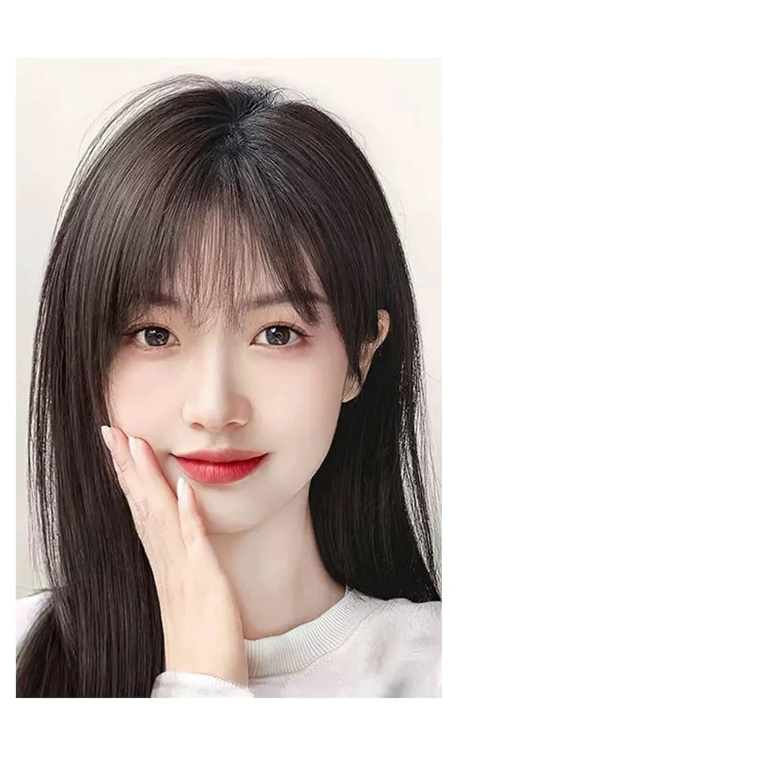 Women's Wig Bangs Wig Piece Full Real Human Hair Patch Fluffy Increase Hair Volume Fluffy Cover Gray Hair Women's Wigs Hair Piece(11-(13-12) 30CM-black)