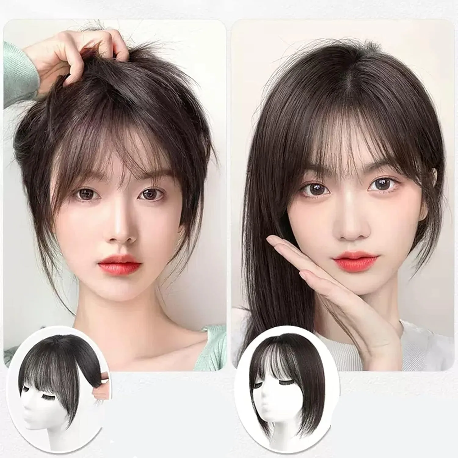 Women's Wig Bangs Wig Piece Full Real Human Hair Patch Fluffy Increase Hair Volume Fluffy Cover Gray Hair Women's Wigs Hair Piece(11-(13-12) 30CM-black)
