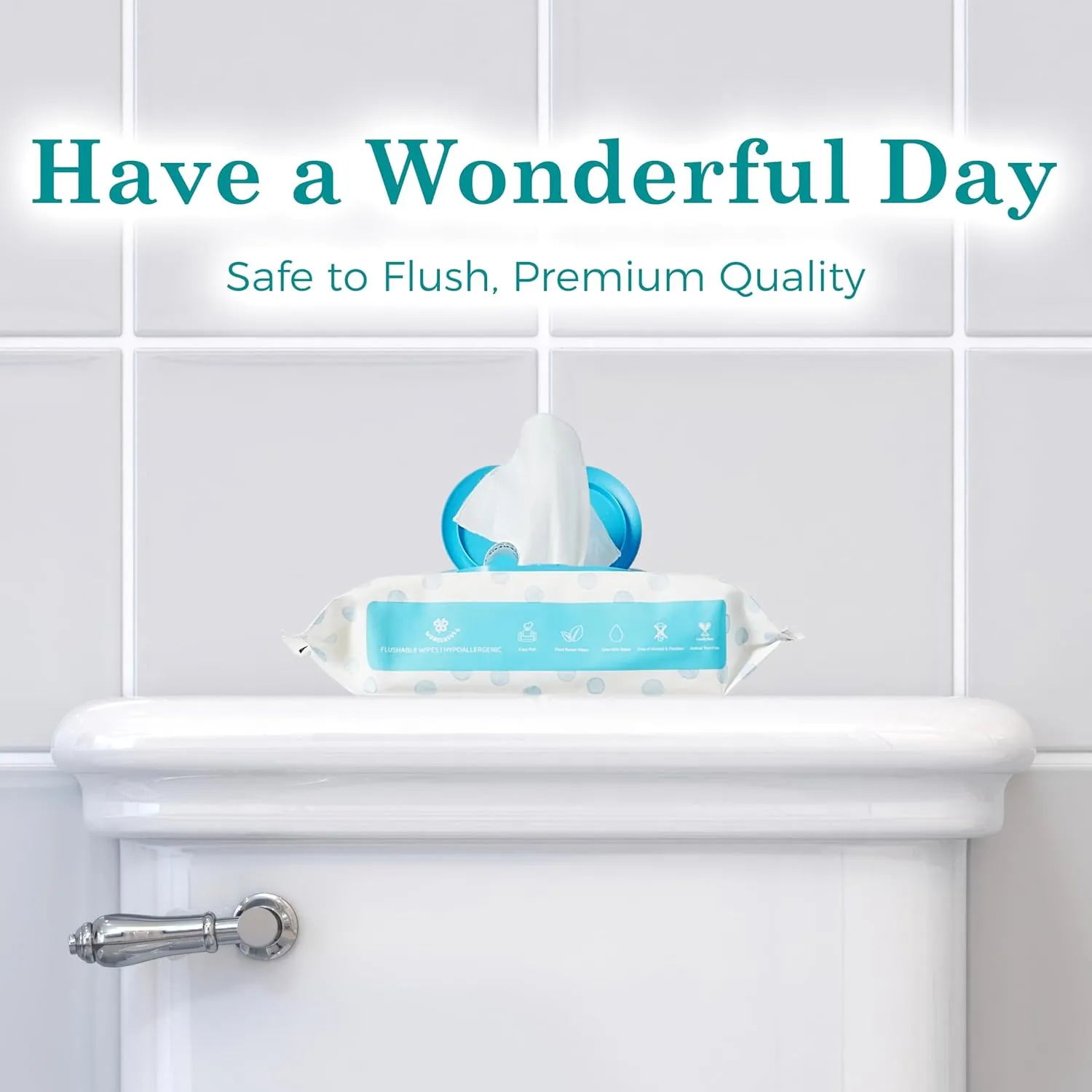 WONDERFUL Flushable Butt Wipes, Unscented 100% Plant-Based Wet Wipes for Adults & Kids, Sewer & Septic Safe, Gentle for Sensitive Skin, Wipes Flushable Pack for Bathroom & Travel, 6-Pack (360 Wipes)