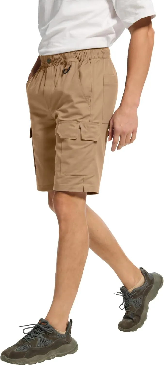 WORK IDEA Men's Cargo Shorts Cotton Drawstring Stretch Short Relaxed Fit