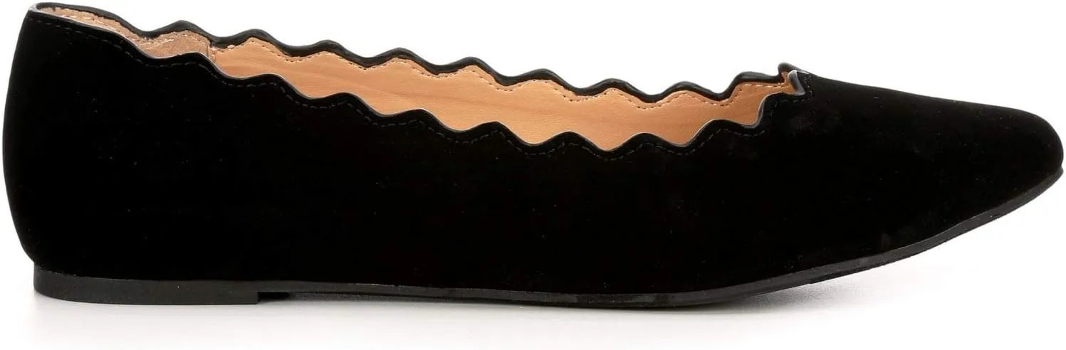 XAPPEAL Amanda - Women's Scalloped Pointed Toe Slip-On Ballet Flat