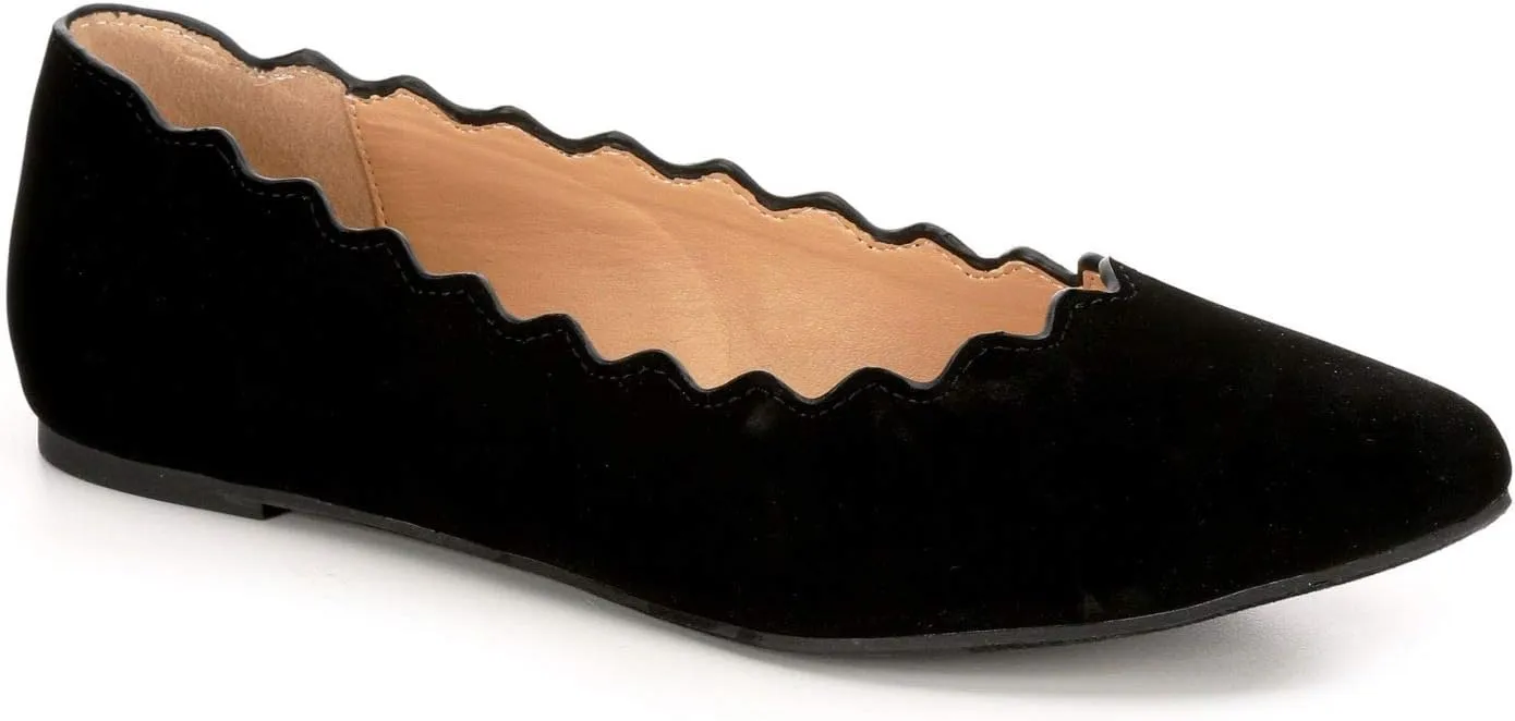 XAPPEAL Amanda - Women's Scalloped Pointed Toe Slip-On Ballet Flat
