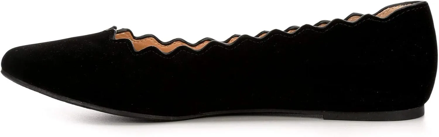 XAPPEAL Amanda - Women's Scalloped Pointed Toe Slip-On Ballet Flat