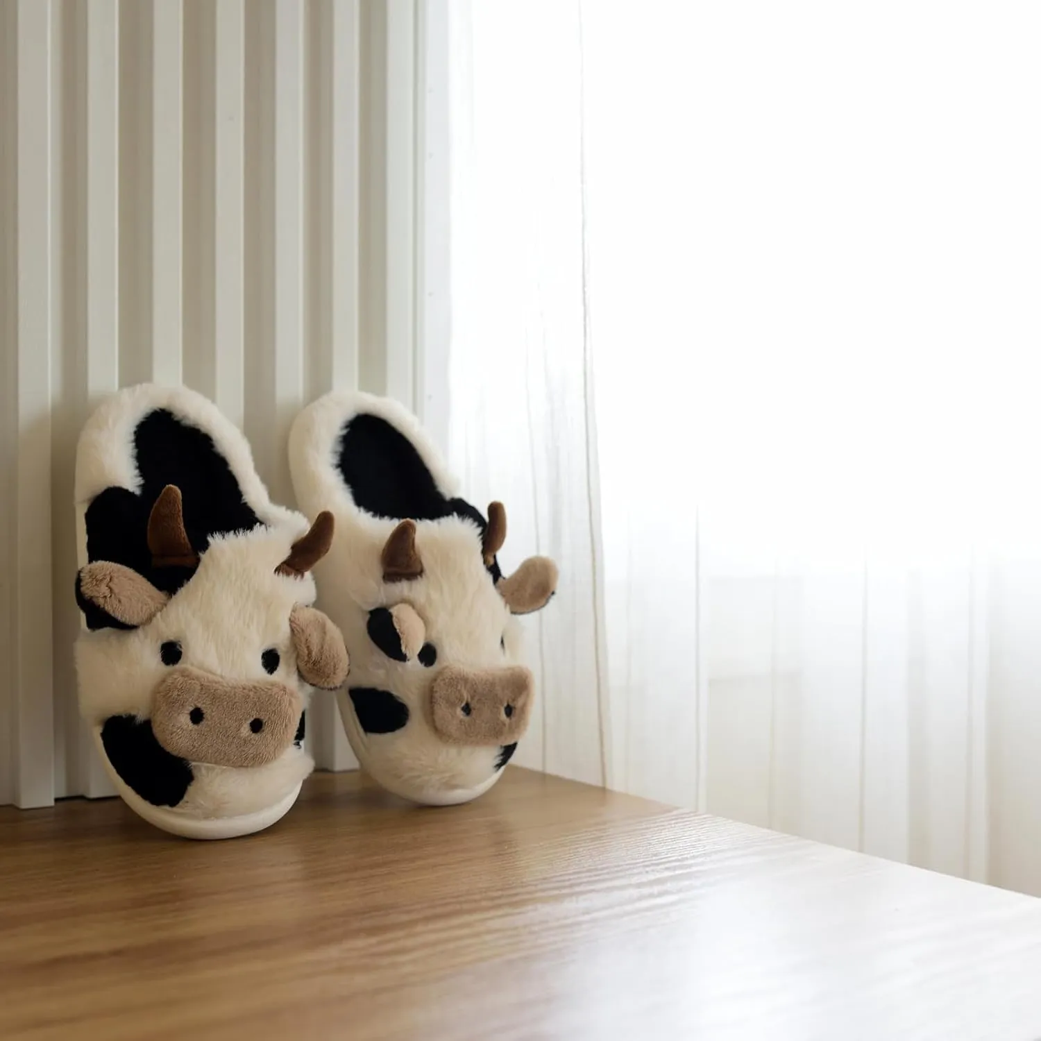 XIXITIAO Slippers For Women,Cow Slippers,Womens Fuzzy Slippers,Cute Animal Cartoon Fluffy Plush House Slippers For Women Men Indoor
