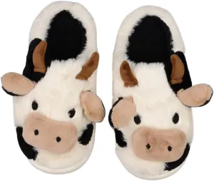 XIXITIAO Slippers For Women,Cow Slippers,Womens Fuzzy Slippers,Cute Animal Cartoon Fluffy Plush House Slippers For Women Men Indoor