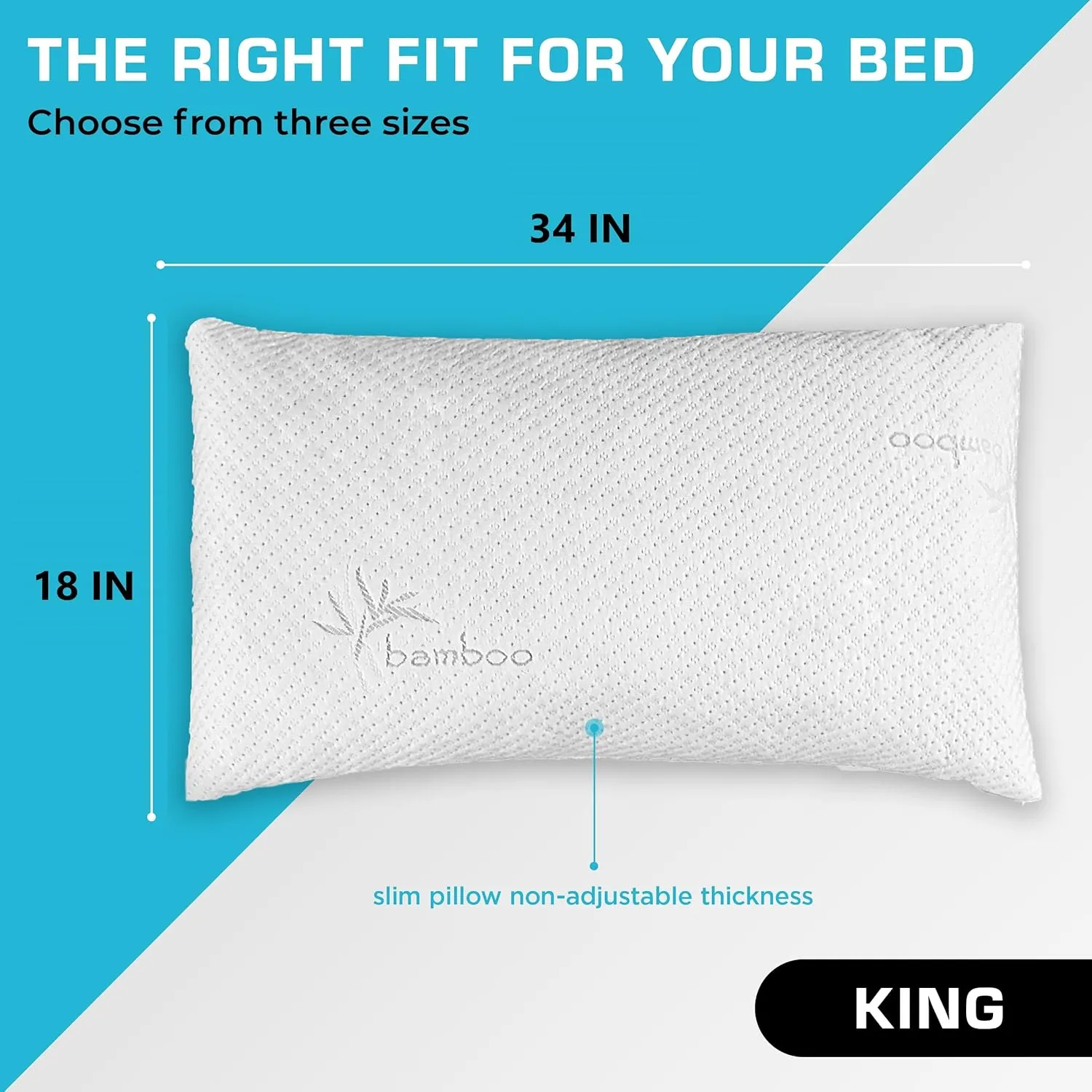 Xtreme Comforts 2-Pack Memory Foam Pillows Made in The USA - King Size, Slim Cooling Pillow for Sleeping on Side, Back & Stomach - Firm and Soft Bed Pillows