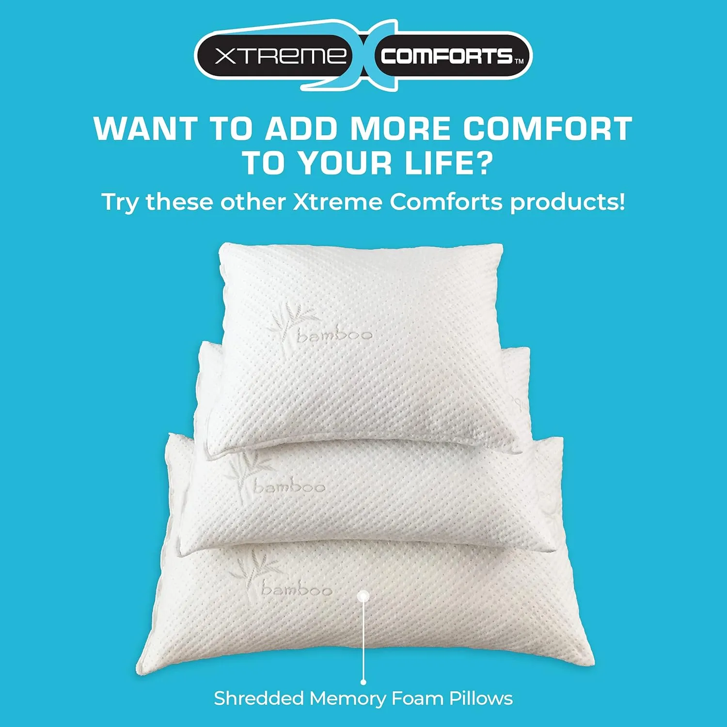 Xtreme Comforts 2-Pack Memory Foam Pillows Made in The USA - King Size, Slim Cooling Pillow for Sleeping on Side, Back & Stomach - Firm and Soft Bed Pillows