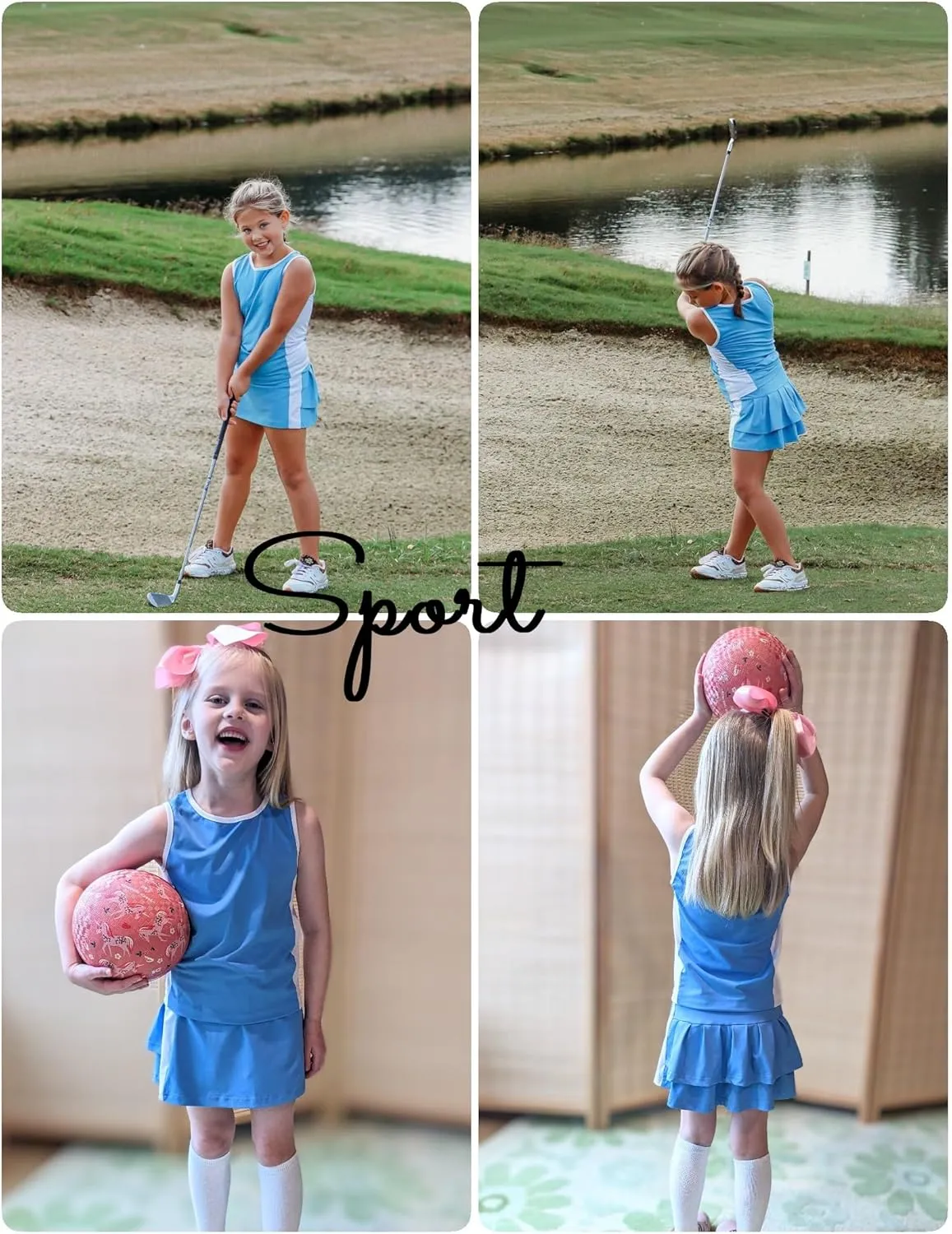 Zaclotre Girls Tennis Golf Dress Outfit Sleeveless Tank Top and Skorts Sets Sport Skirt with Shorts