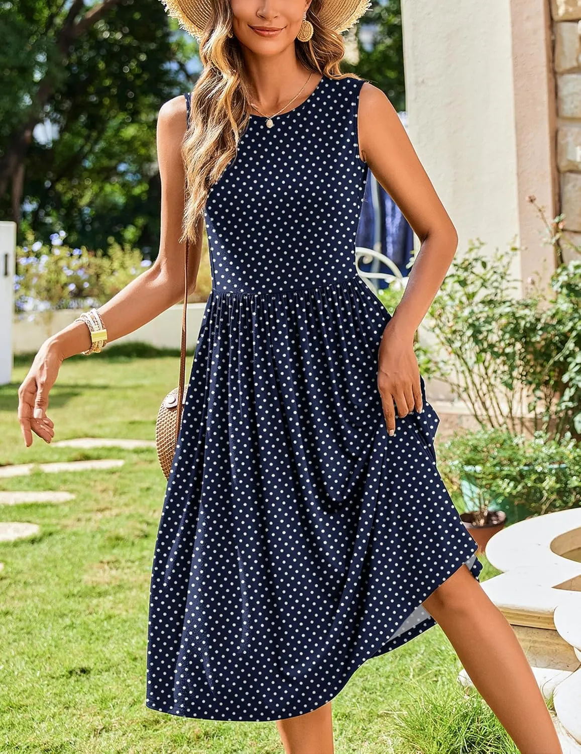 Zeagoo Women's Summer Tank Midi Dress with Pockets Floral Sleeveless A-Line Casual Loose T-Shirt Dresses Beach Sundress 2025