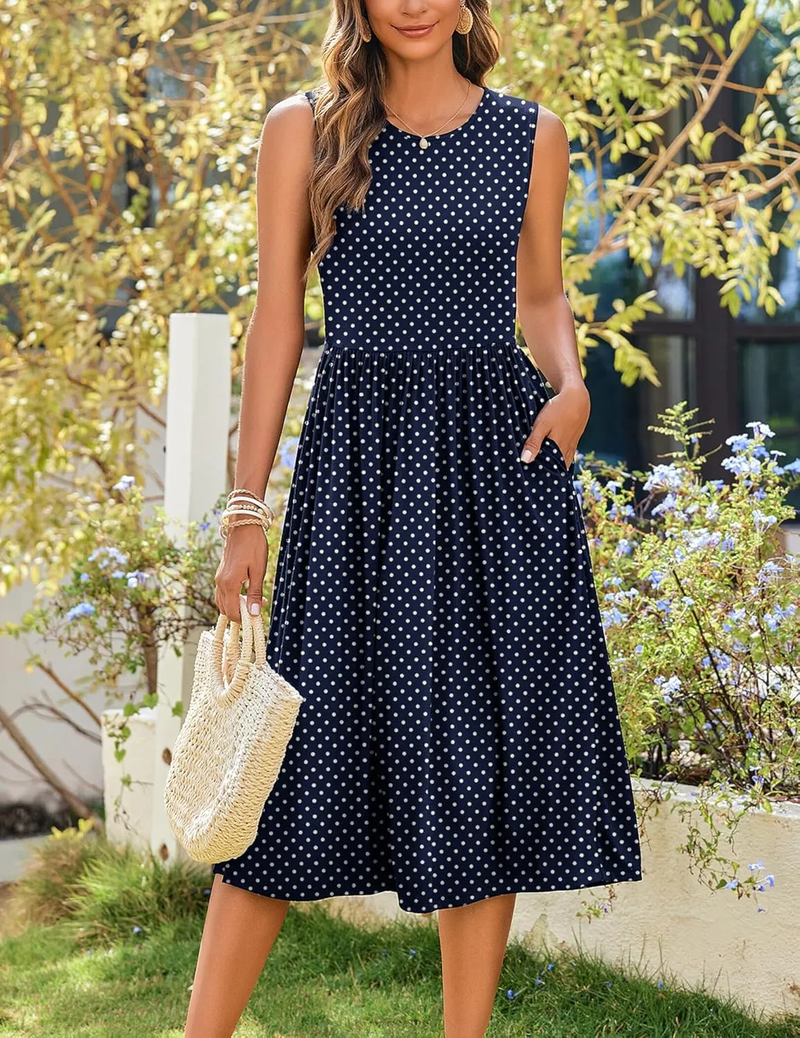 Zeagoo Women's Summer Tank Midi Dress with Pockets Floral Sleeveless A-Line Casual Loose T-Shirt Dresses Beach Sundress 2025