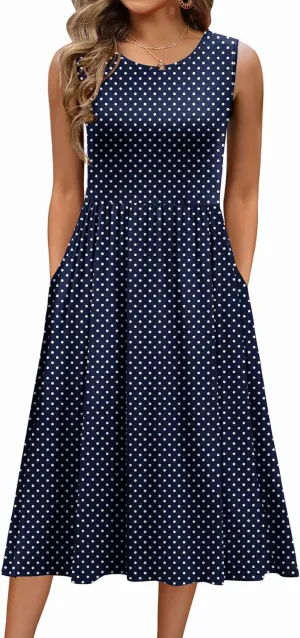 Zeagoo Women's Summer Tank Midi Dress with Pockets Floral Sleeveless A-Line Casual Loose T-Shirt Dresses Beach Sundress 2025