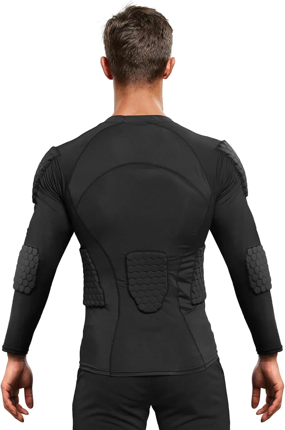 Zicac Men's Sports Shock Rash Guard Compression Padded Shirt Soccer Basketball Protective Gear Chest Rib Guards