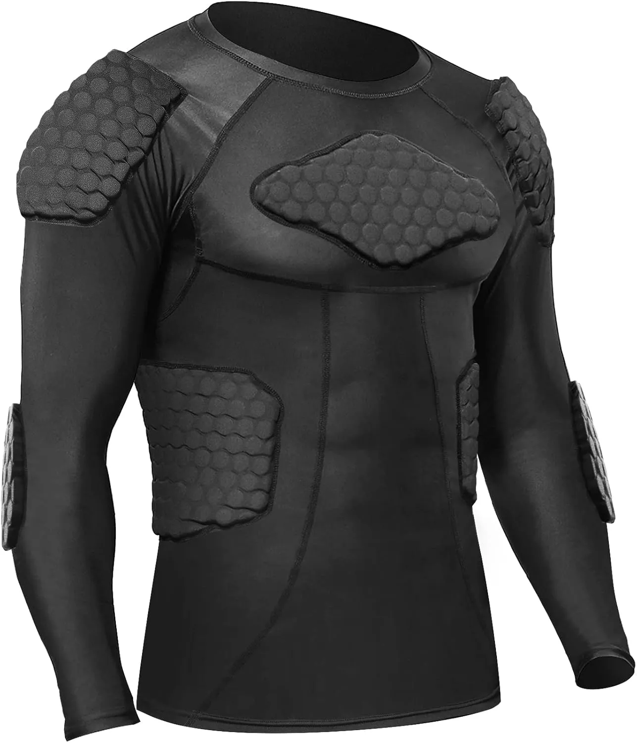 Zicac Men's Sports Shock Rash Guard Compression Padded Shirt Soccer Basketball Protective Gear Chest Rib Guards