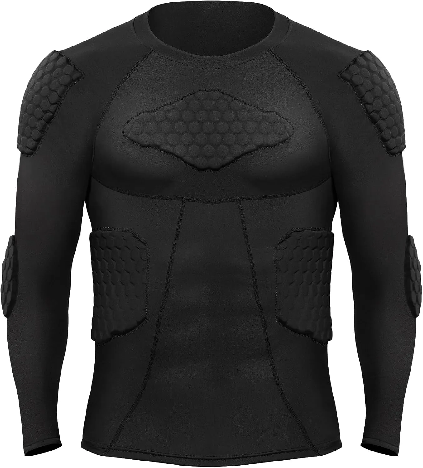 Zicac Men's Sports Shock Rash Guard Compression Padded Shirt Soccer Basketball Protective Gear Chest Rib Guards